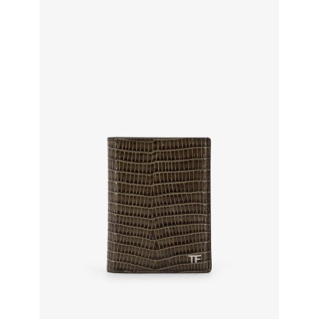 Leather cardholder with croco effect