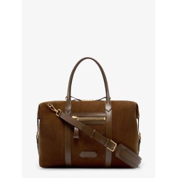 Suede travel bag with leather inserts