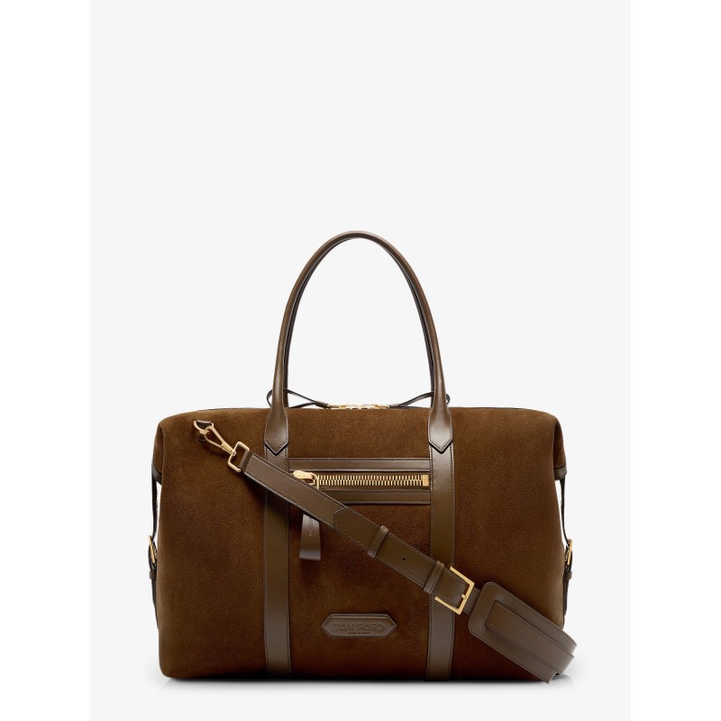 Suede travel bag with leather inserts