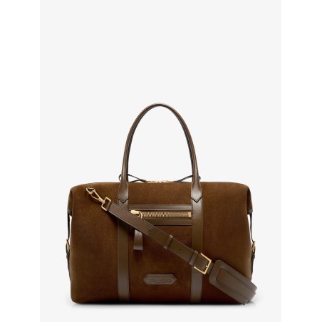 Suede travel bag with leather inserts