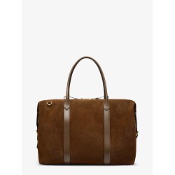 Suede travel bag with leather inserts