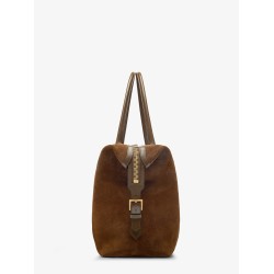 Suede travel bag with leather inserts