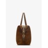 Suede travel bag with leather inserts