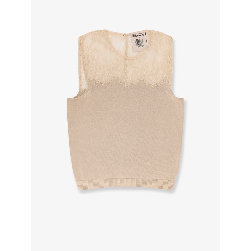 Grazia cotton top with lace insert