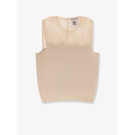 Grazia cotton top with lace insert