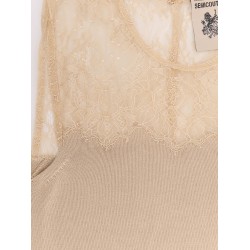 Grazia cotton top with lace insert
