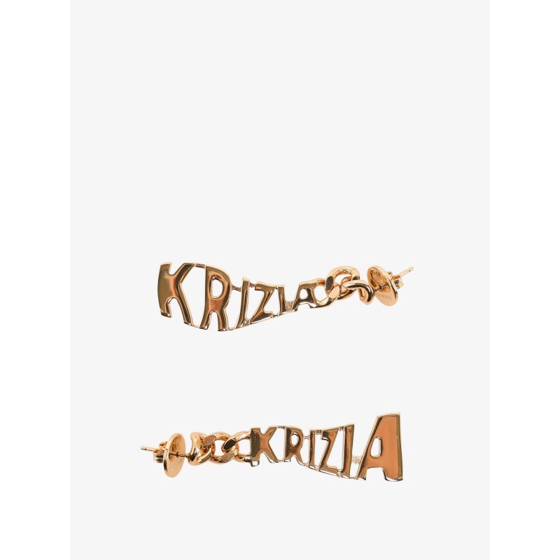 Brass earrings with logo