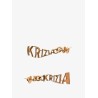 Brass earrings with logo