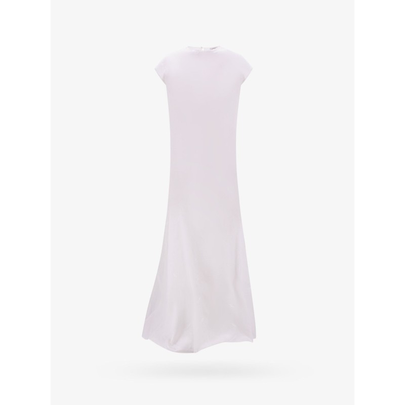 Long viscose dress with all-over ton sur ton logo print