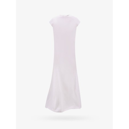 Long viscose dress with all-over ton sur ton logo print