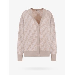 Wool cardigan with all-over monogram