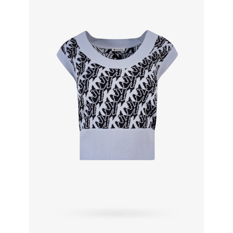 Wool vest with all-over monogram