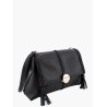 Leather shoulder bag with tassels