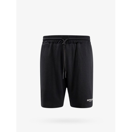 Nylon bermuda shorts with frontal logo print
