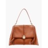 Leather shoulder bag with engraved logo