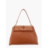 Leather shoulder bag with engraved logo