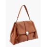 Leather shoulder bag with engraved logo