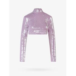 Crop fit top with all-over sequins