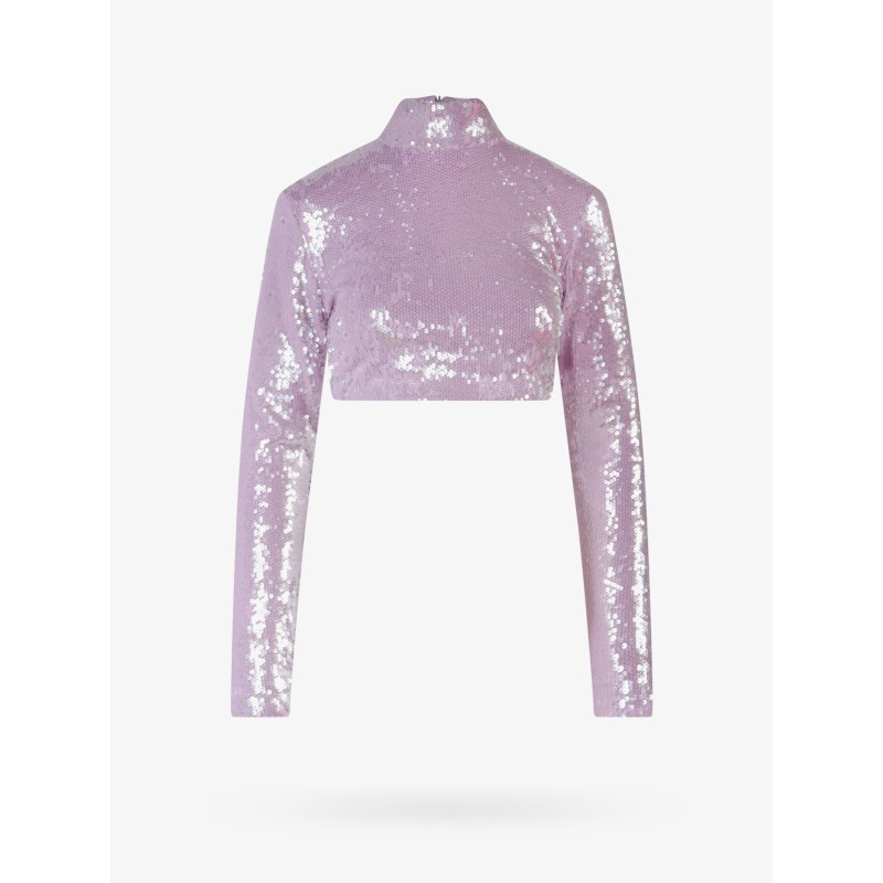 Crop fit top with all-over sequins