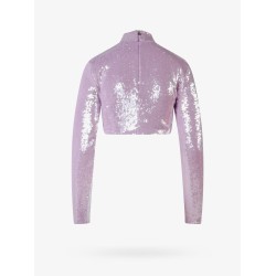 Crop fit top with all-over sequins