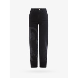 Black denim trouser with iconic print