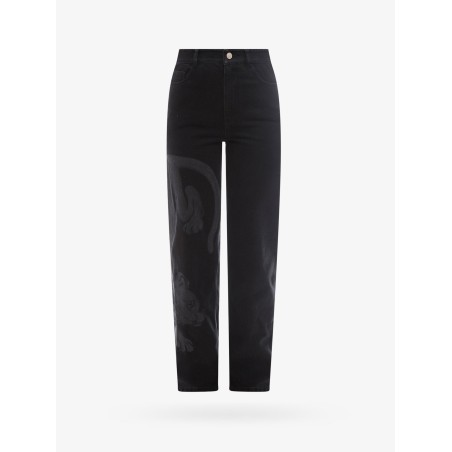 Black denim trouser with iconic print