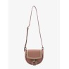 Leather shoulder bag with metal ring