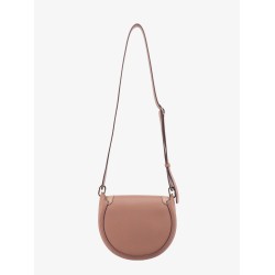 Leather shoulder bag with metal ring