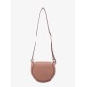 Leather shoulder bag with metal ring