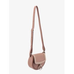 Leather shoulder bag with metal ring