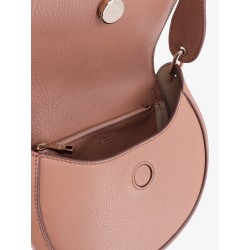 Leather shoulder bag with metal ring