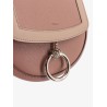 Leather shoulder bag with metal ring