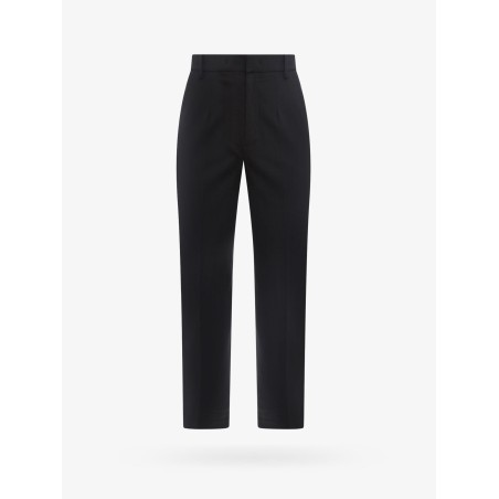 Wool trouser with iconic metal patch