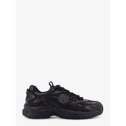Low-top leaher sneakers with mesh inserts