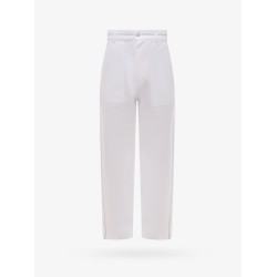 White denim trouser with stitching and embroidery