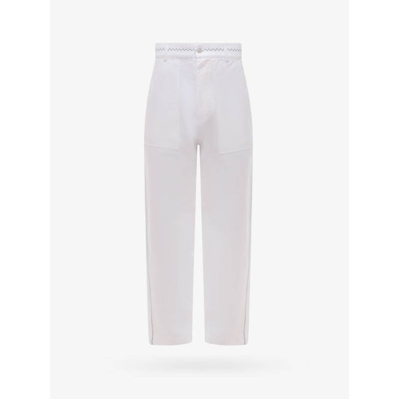 White denim trouser with stitching and embroidery