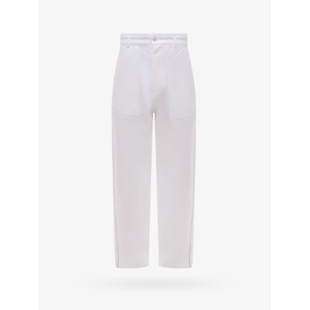 White denim trouser with stitching and embroidery