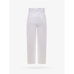White denim trouser with stitching and embroidery