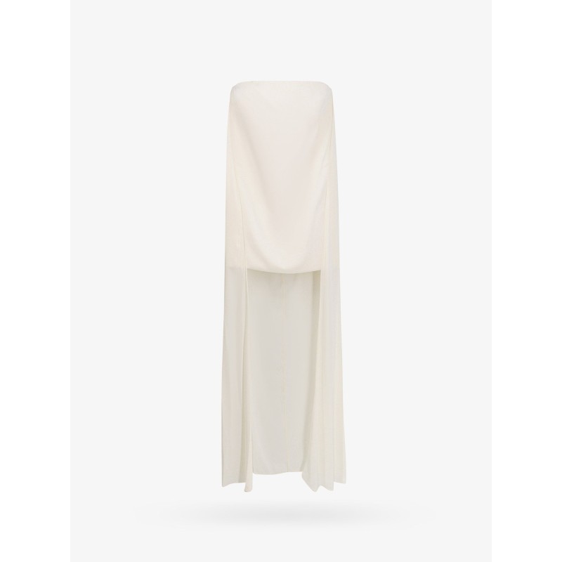 Satin dress with back asymmetric insert