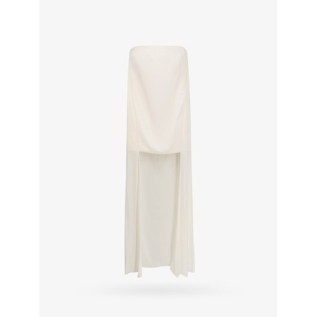 Satin dress with back asymmetric insert