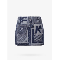 Printed blue denim skirt