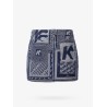 Printed blue denim skirt