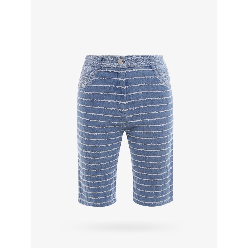 Denim bermuda shorts with tweed profiles