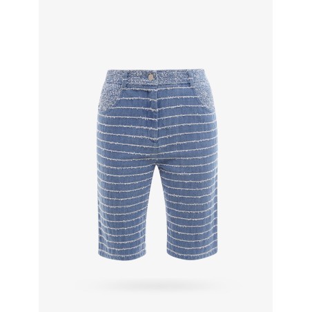 Denim bermuda shorts with tweed profiles