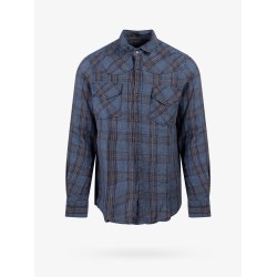 Linen shirt with madras motif