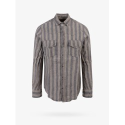 Linen shirt with striped motif