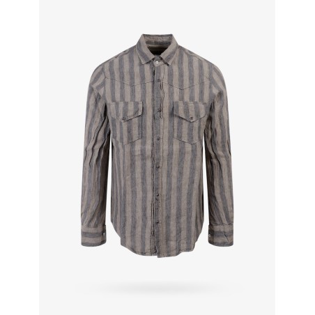 Linen shirt with striped motif