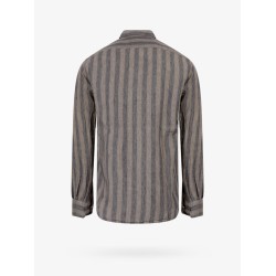 Linen shirt with striped motif