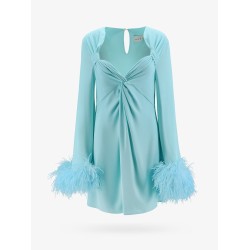 Dress with natural feathers with knot on the front