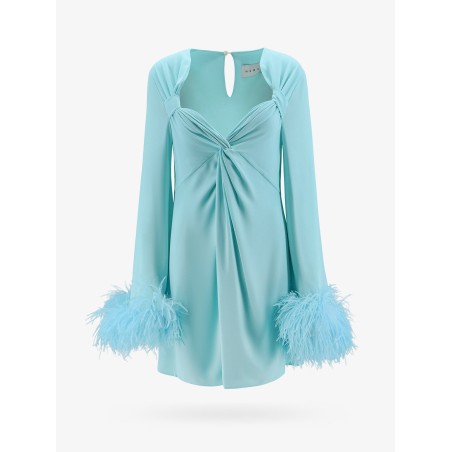 Dress with natural feathers with knot on the front